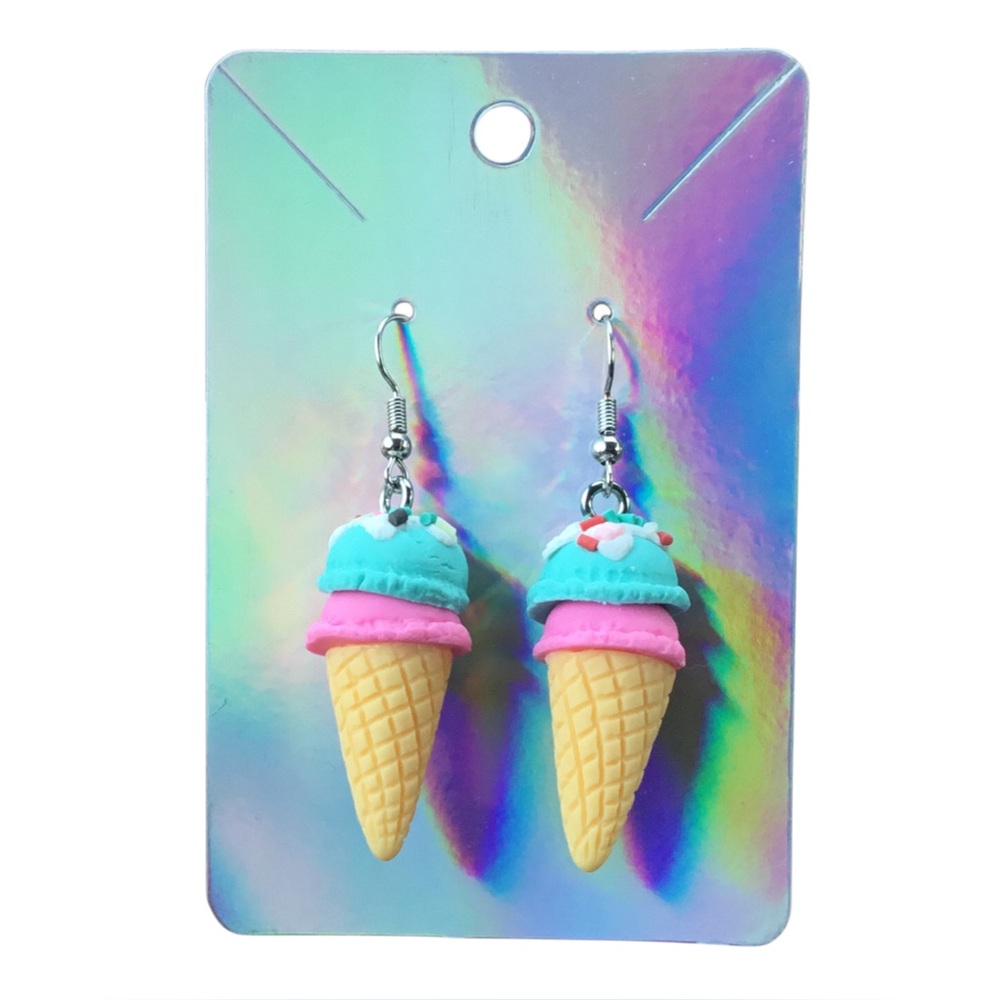 Double Scoop Ice Cream Waffle Cone Earrings